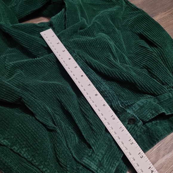 80s Vintage Deep Green Corduroy Pleated Trousers Size 26/27 Pleated Cotton - Picture 8 of 9